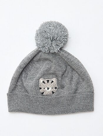 Bonnet maillé à pompon