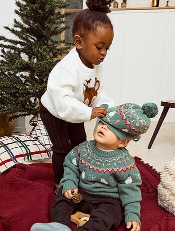 Bonnet style péruvien à motif 'Noël'