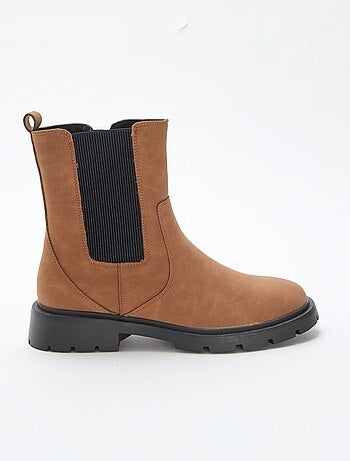 Boots modèle ajusté en simili avec soufflets élastiques