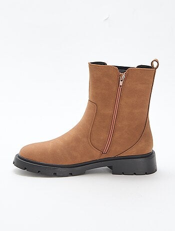 Boots modèle ajusté en simili avec soufflets élastiques