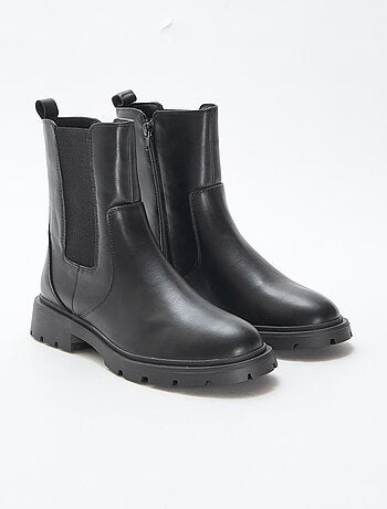 Boots modèle ajusté en simili avec soufflets élastiques