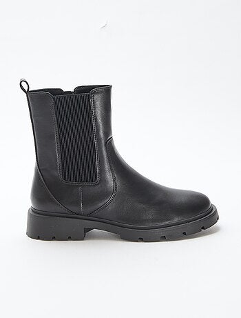 Boots modèle ajusté en simili avec soufflets élastiques