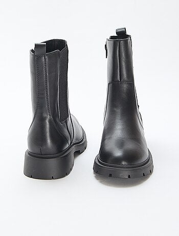 Boots modèle ajusté en simili avec soufflets élastiques