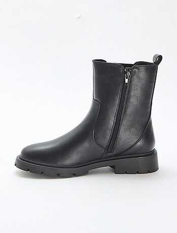 Boots modèle ajusté en simili avec soufflets élastiques