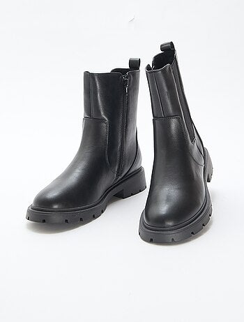 Boots modèle ajusté en simili avec soufflets élastiques