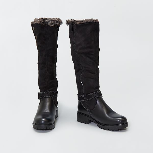 Bottes Bimatieres Fourrees Femme Noir Kiabi 38 00