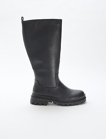 Bottes hautes en simili avec semelles crantées