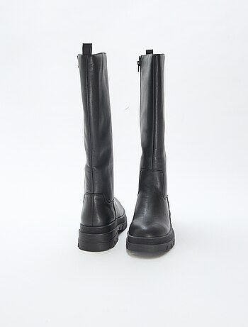Bottes hautes en simili avec semelles crantées