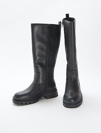 Bottes hautes en simili avec semelles crantées