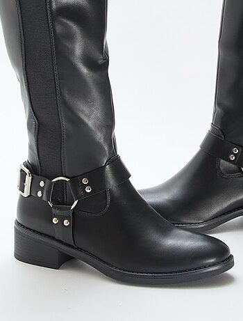 Bottines hautes style motard