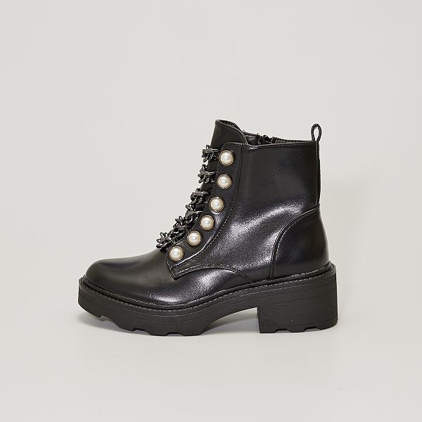 bottines noir perles