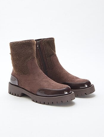 Bottines suédine et vernie