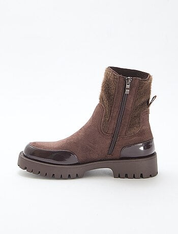 Bottines suédine et vernie