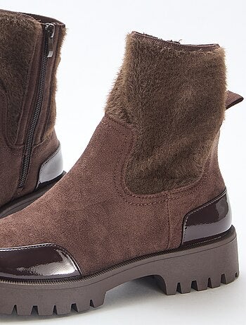 Bottines suédine et vernie