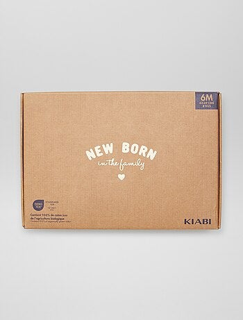 Box de naissance mixte 'New born in the family' - 6 pièces