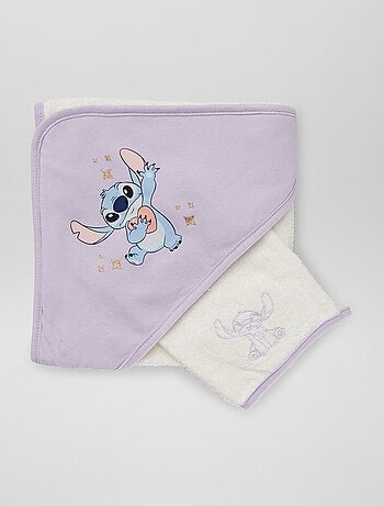 Cape de bain + gant de toilette 'Stitch'