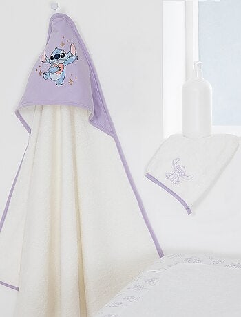 Cape de bain + gant de toilette 'Stitch'