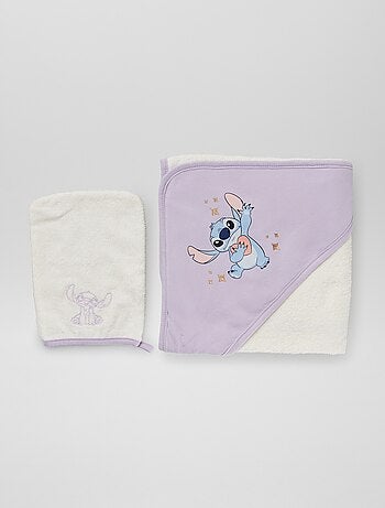 Cape de bain + gant de toilette 'Stitch'