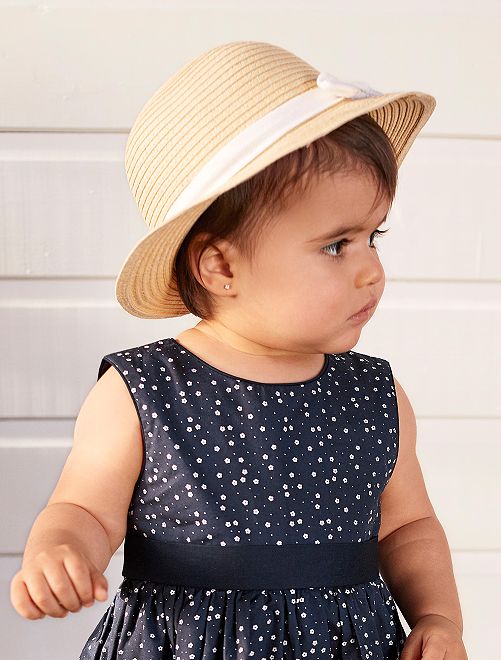 Chapeau de paille avec nœud Bébé fille - beige - Kiabi - 4,00€
