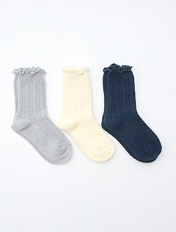 Chaussettes en maille fantaisie finitions froufrous