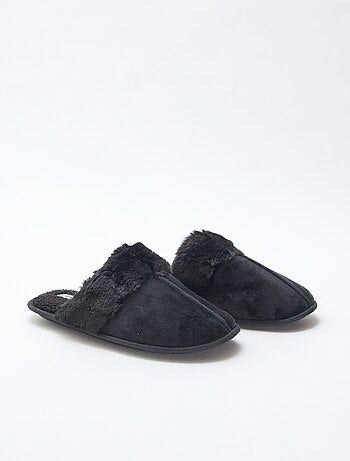 Chaussons mules effet pelucheux