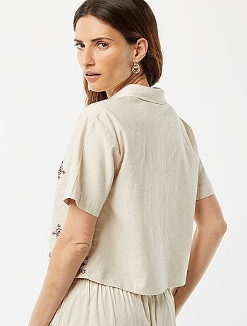 Chemise à manches courtes avec broderies