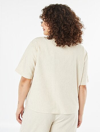 Chemise à manches courtes avec motifs brodés