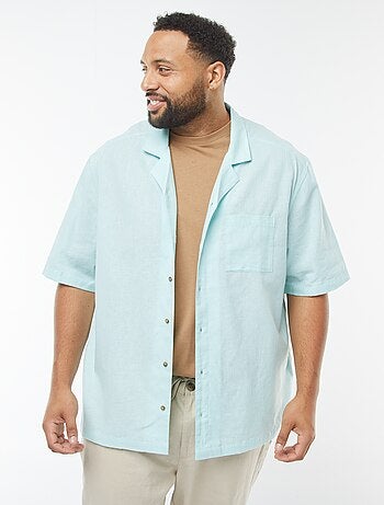 Chemise à manches courtes en lin mélangé