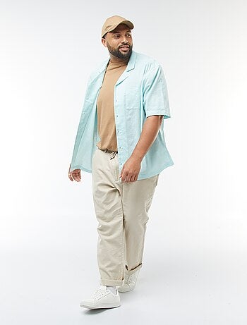 Chemise à manches courtes en lin mélangé