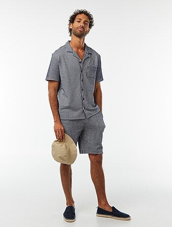Chemise à manches courtes en matière type crépon