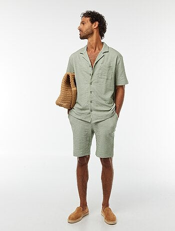 Chemise à manches courtes en matière type crépon