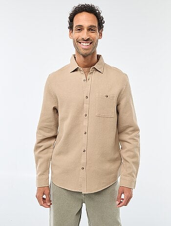 Chemise à manches longues en matière gaufrée