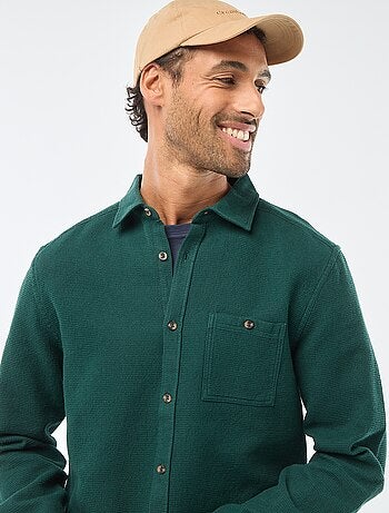 Chemise à manches longues en matière gaufrée