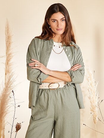 Chemise ample en lin à manches longues