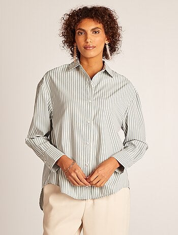 Chemise à rayures en popeline