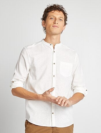 Chemise col mao avec lin