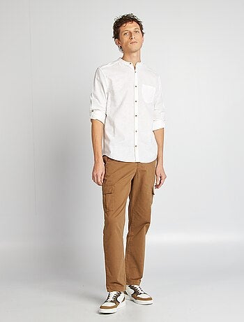 Chemise col mao avec lin