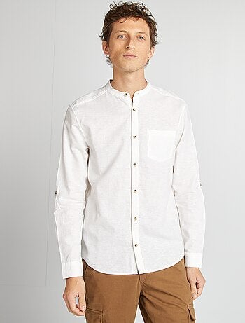 Chemise col mao avec lin