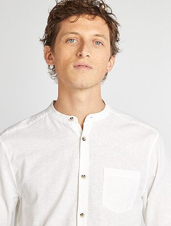 Chemise col mao avec lin