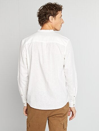 Chemise col mao avec lin