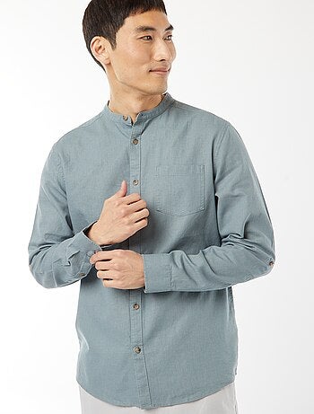 Chemise col mao avec lin