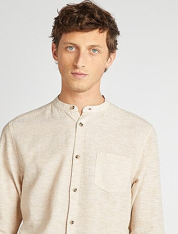 Chemise col mao avec lin