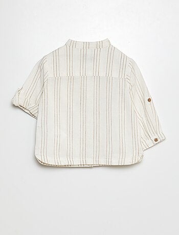 Chemise col mao manches retroussables