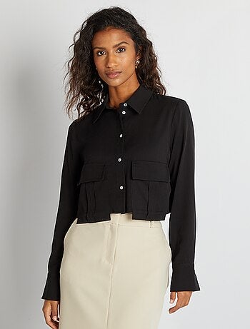Chemise crop à manches longues