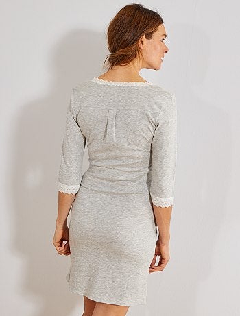 Maternité - Chemise de nuit de maternité en coton biologique - Kiabi
