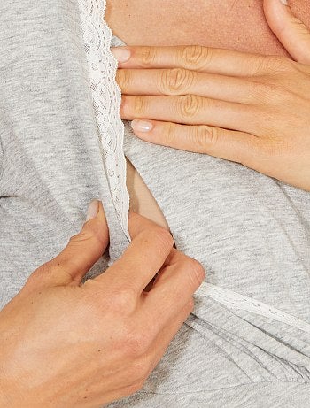 Maternité - Chemise de nuit de maternité en coton biologique - Kiabi