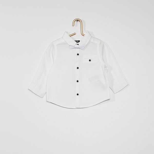 Chemise En Coton Avec Nœud Papillon Bebe Garcon Blanc Kiabi 12 00