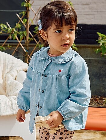Chemise en denim avec broderie cœur