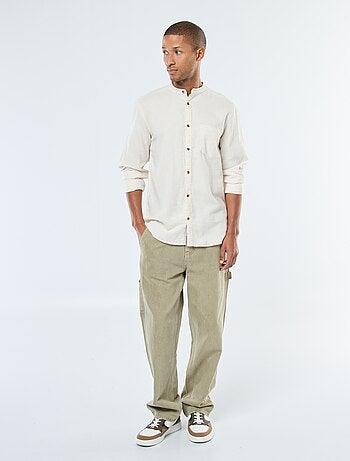 Chemise en flanelle uni avec un col mao