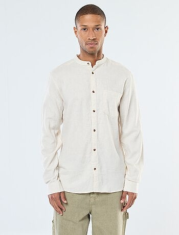 Chemise en flanelle uni avec un col mao